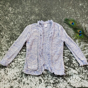 Motherhood Maternity Blue Knit Side Fringe Cardigan